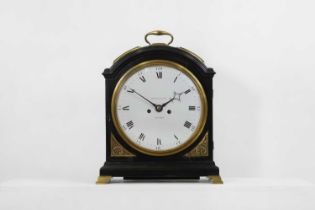 A George III ebonised cased bracket clock,