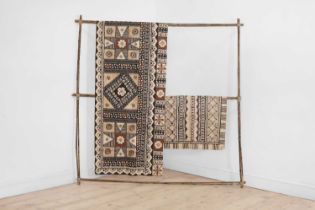 Two tapa or barkcloth panels,