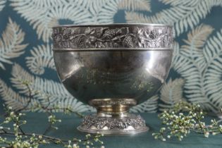 A Victorian silver punchbowl,