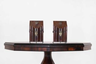 A pair of George III mahogany knife boxes,