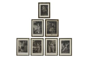 A set of seven portrait mezzotint engravings,