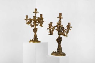 A pair of Louis XV-style ormolu candelabra,