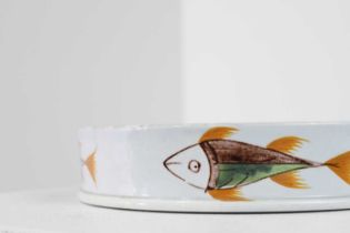 A glazed pottery char dish,