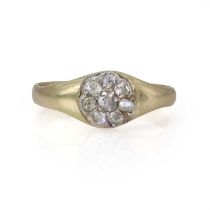 An old cut diamond daisy cluster ring,