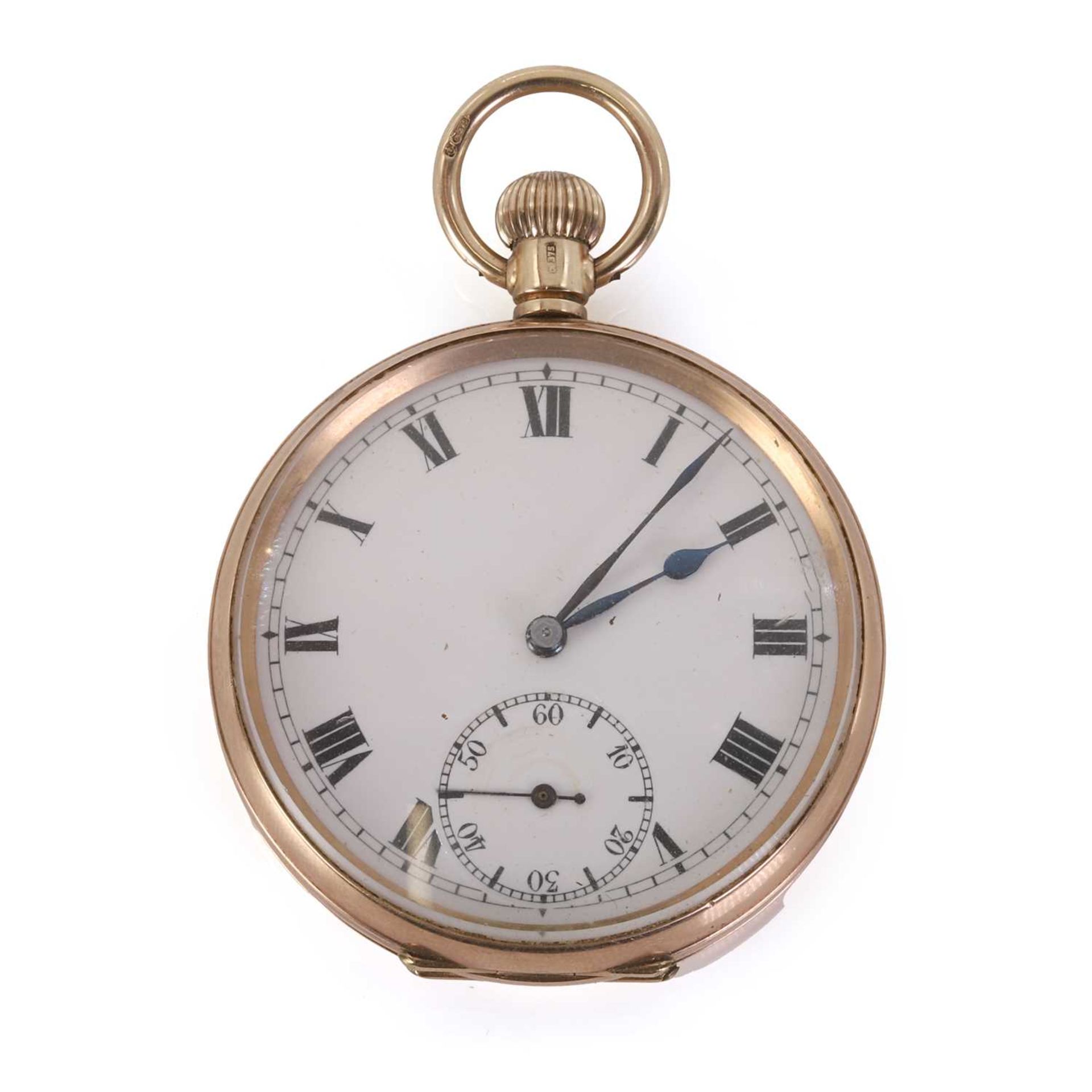 A 9ct gold top wind open faced pocket watch,