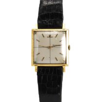 A gentlemen's 18ct gold Jaeger Le-Coultre mechanical strap watch,