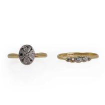 Two gold diamond rings,