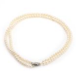 A two row uniform cultured pearl necklace,
