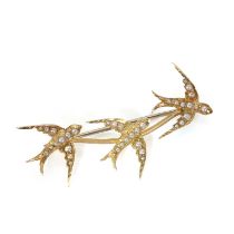 A late Victorian split pearl swallow brooch,