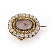 An antique lover's eye miniature brooch,