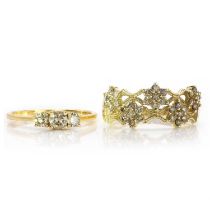 Two coloured diamond rings,