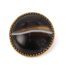 A gold mounted banded agate brooch,