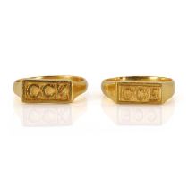 Two high carat gold initial rings,