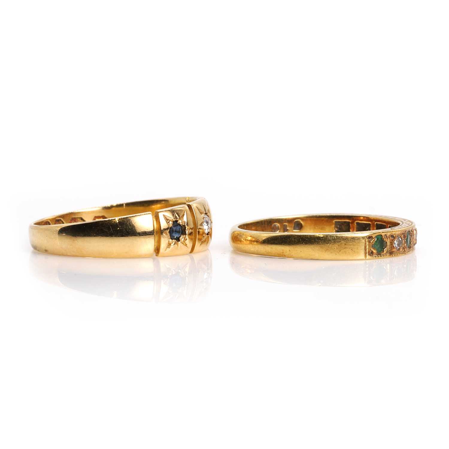 An antique 18ct gold gypsy ring and a half-eternity ring, - Image 2 of 3