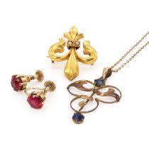 A small group of antique and later gold jewels,
