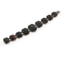 An antique bloodstone panel bracelet,