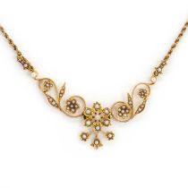 A late Victorian split pearl necklace,