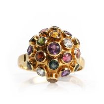 A varicoloured gemstone 'Sputnik' ring,