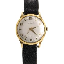 A gentlemen's 14ct gold Lanco mechanical strap watch,