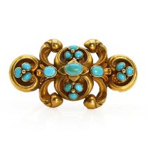 A Victorian gold turquoise memorial brooch,