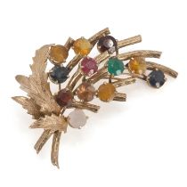 A gold vari-gem set spray brooch,