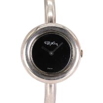 A ladies' sterling silver mechanical bangle watch by Roy King, c.1975,