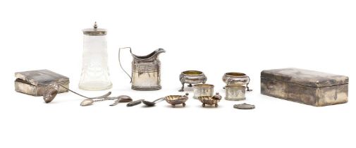 A group of silver items