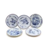 A group of five English Delft pottery plates