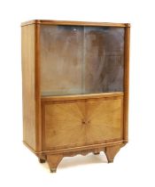 An Art Deco walnut display cabinet,