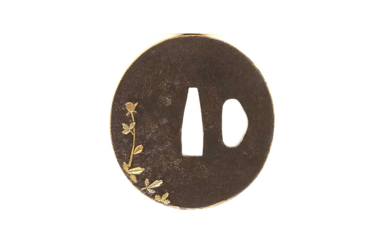 A Japanese iron and gold tsuba, - Image 2 of 2