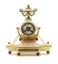 An alabaster mantel clock