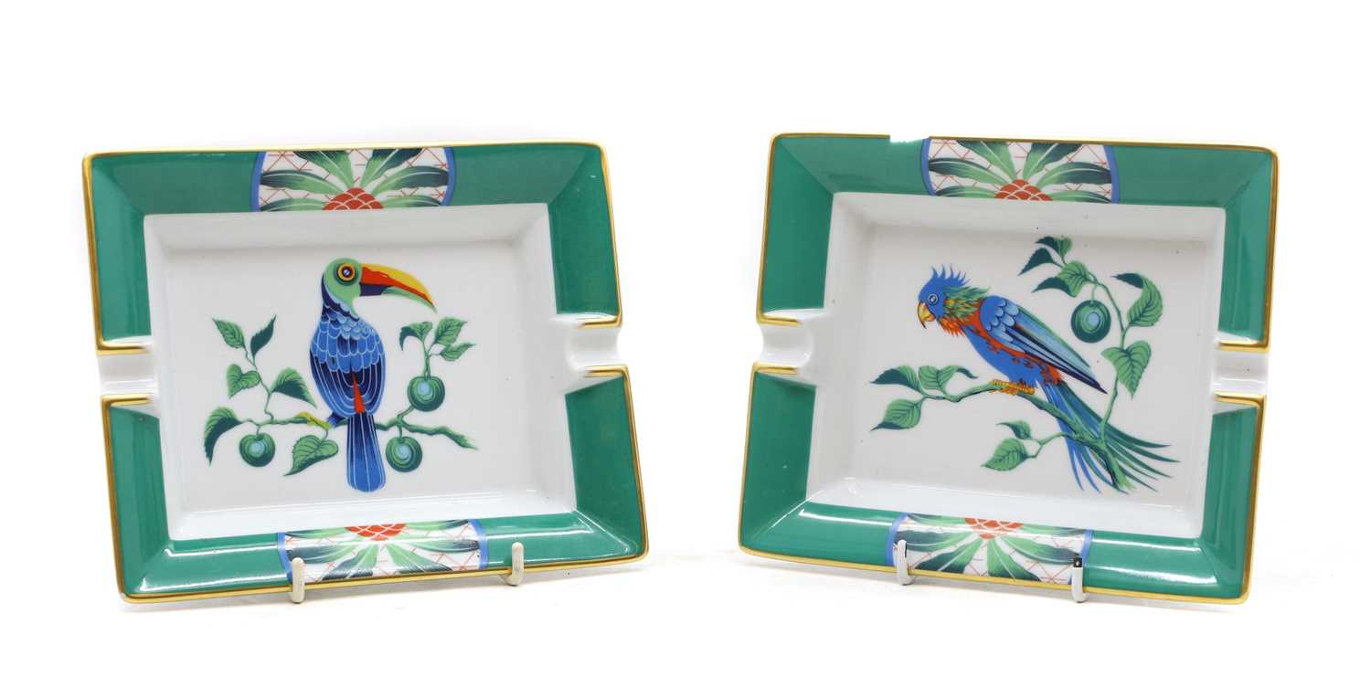 A near pair of Hermes Paris porcelain ashtrays