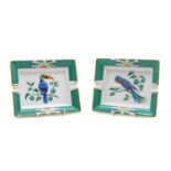 A near pair of Hermes Paris porcelain ashtrays