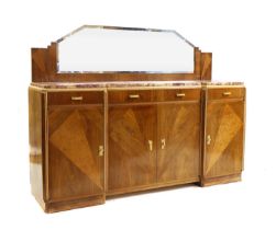 An Art Deco walnut sideboard,