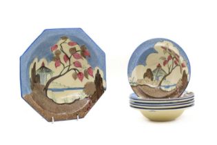 A collection of Clarice Cliff 'Blue Japan' pottery,
