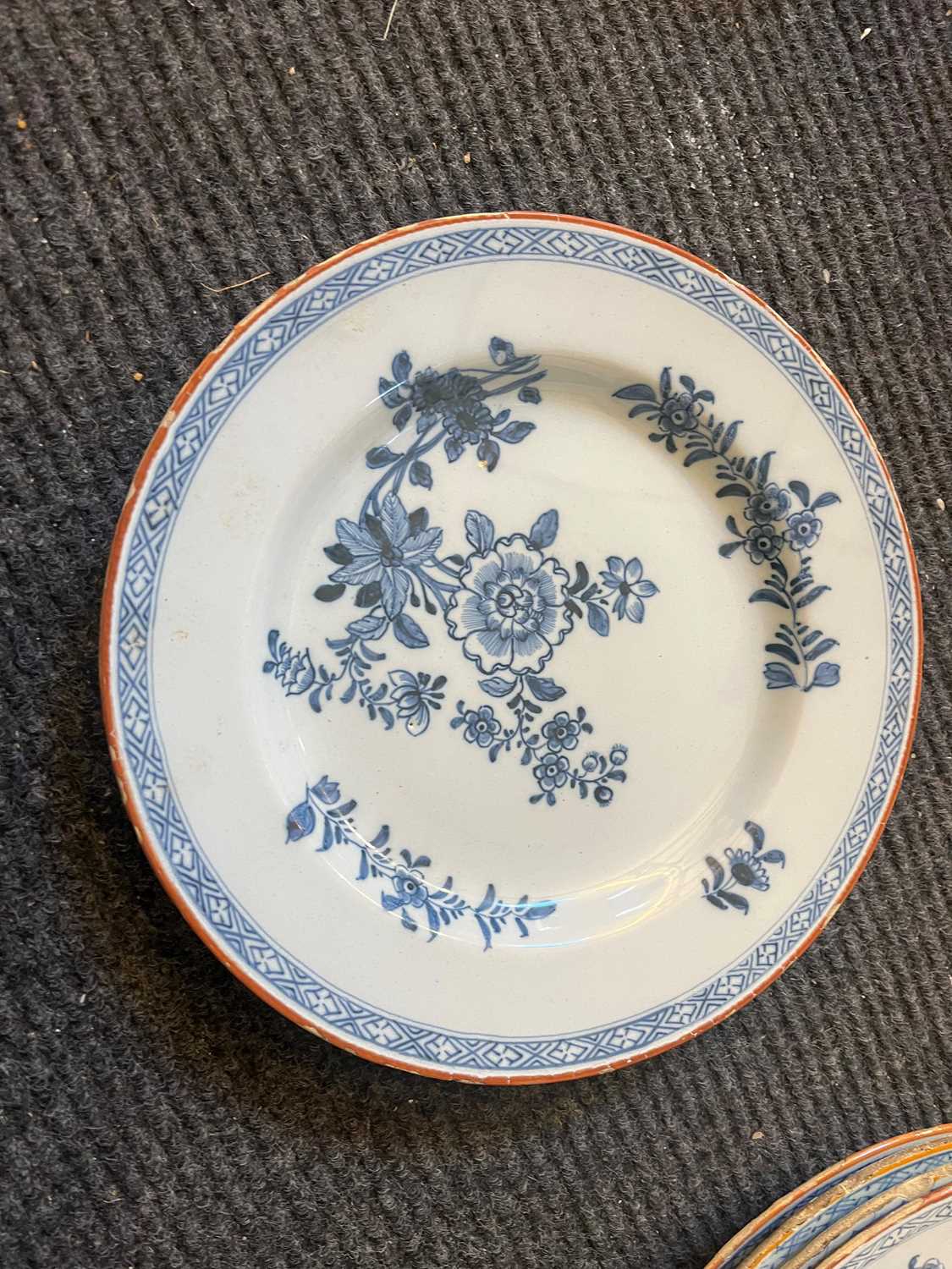 A group of five English Delft pottery plates - Image 19 of 20