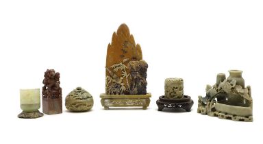 A group of Chinese soapstone carvings