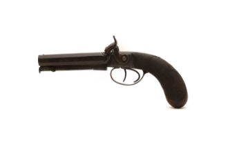 A double-barrel percussion pistol,