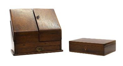 A Edwardian oak correspondence box