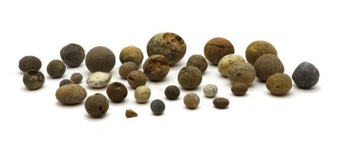 A collection of stone cannon balls