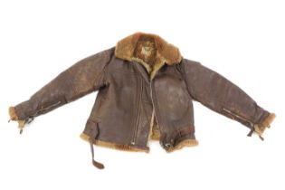 A WWII Irvin 1943 pattern sheep skin and fleece lined leather flying jacket