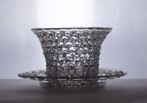 A glass 'a traforato' glass bowl and stand