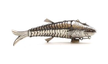 A silver articulated fish