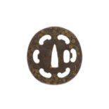 A Japanese Kaga School iron tsuba,