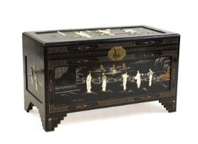 A Chinese ebonised camphor coffer,