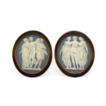 A pair of Wedgewood blue jasperware oval plaques