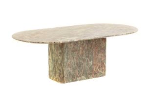 A contemporary variegated marble coffee table,