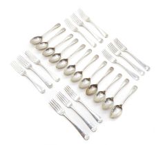 A collection of silver flatware