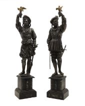 A pair of spelter figures,