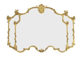 A gilt gesso overmantel mirror
